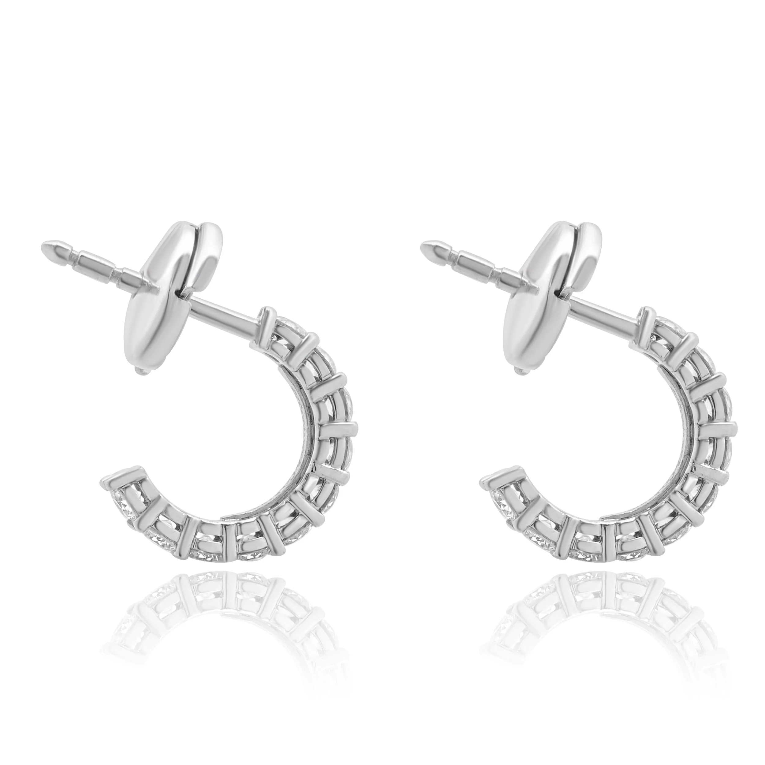 Tiffany & Co. Platinum Diamond J Hoop Earrings - Image 2