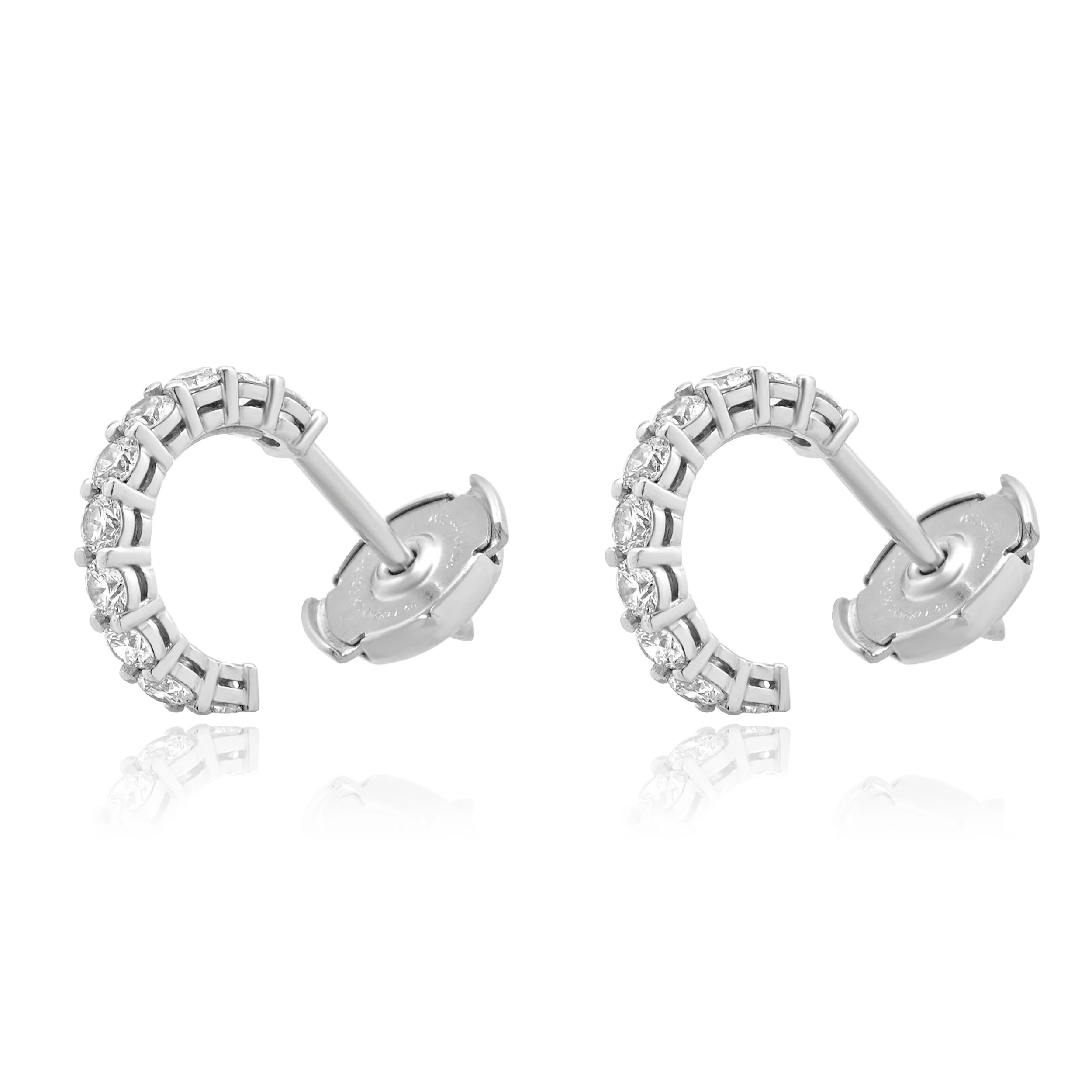 Tiffany & Co. Platinum Diamond J Hoop Earrings - Image 3