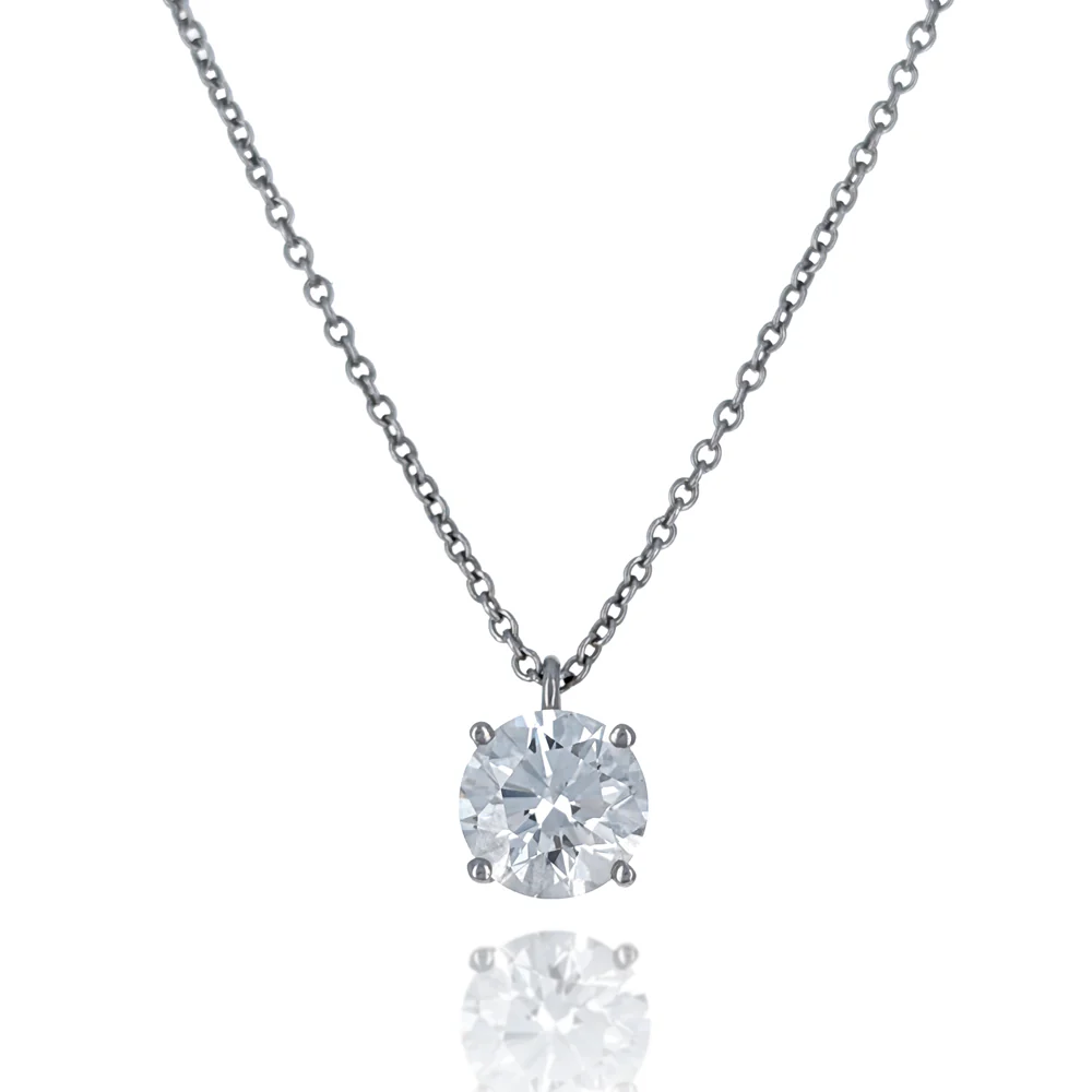 Tiffany & Co. Platinum Round Brilliant Cut Diamond Solitaire Necklace