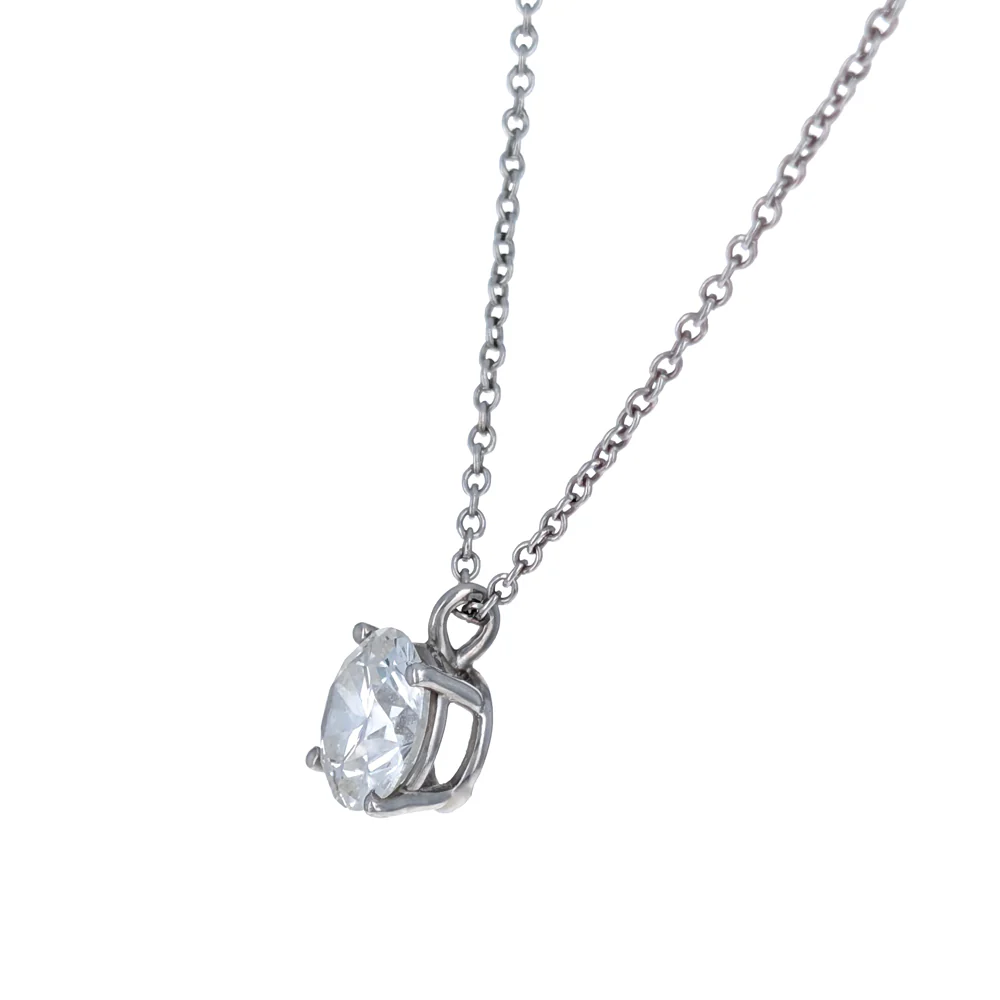 Tiffany & Co. Platinum Round Brilliant Cut Diamond Solitaire Necklace - Image 2