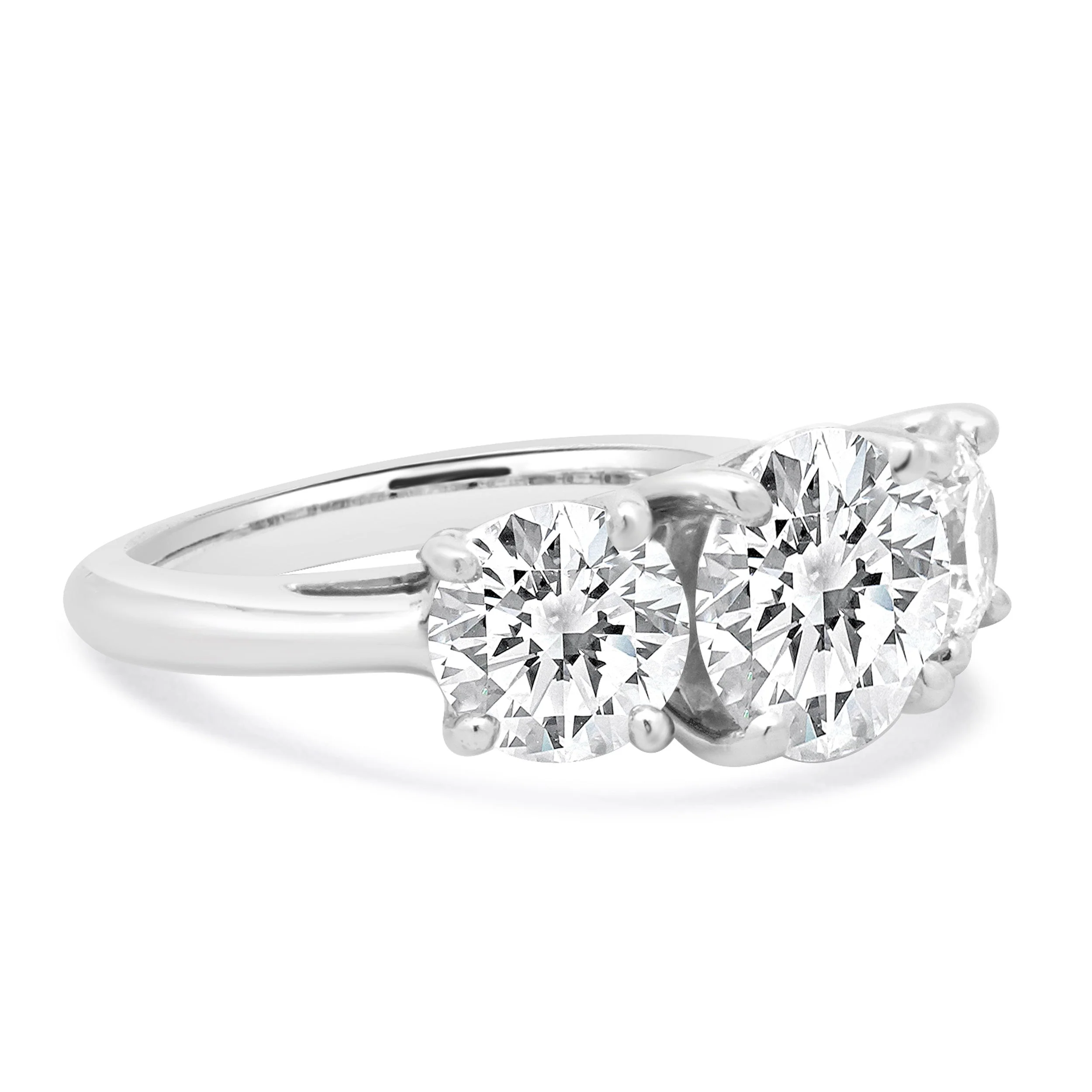 Tiffany & Co. Platinum Three Diamond Engagement Ring - Image 4