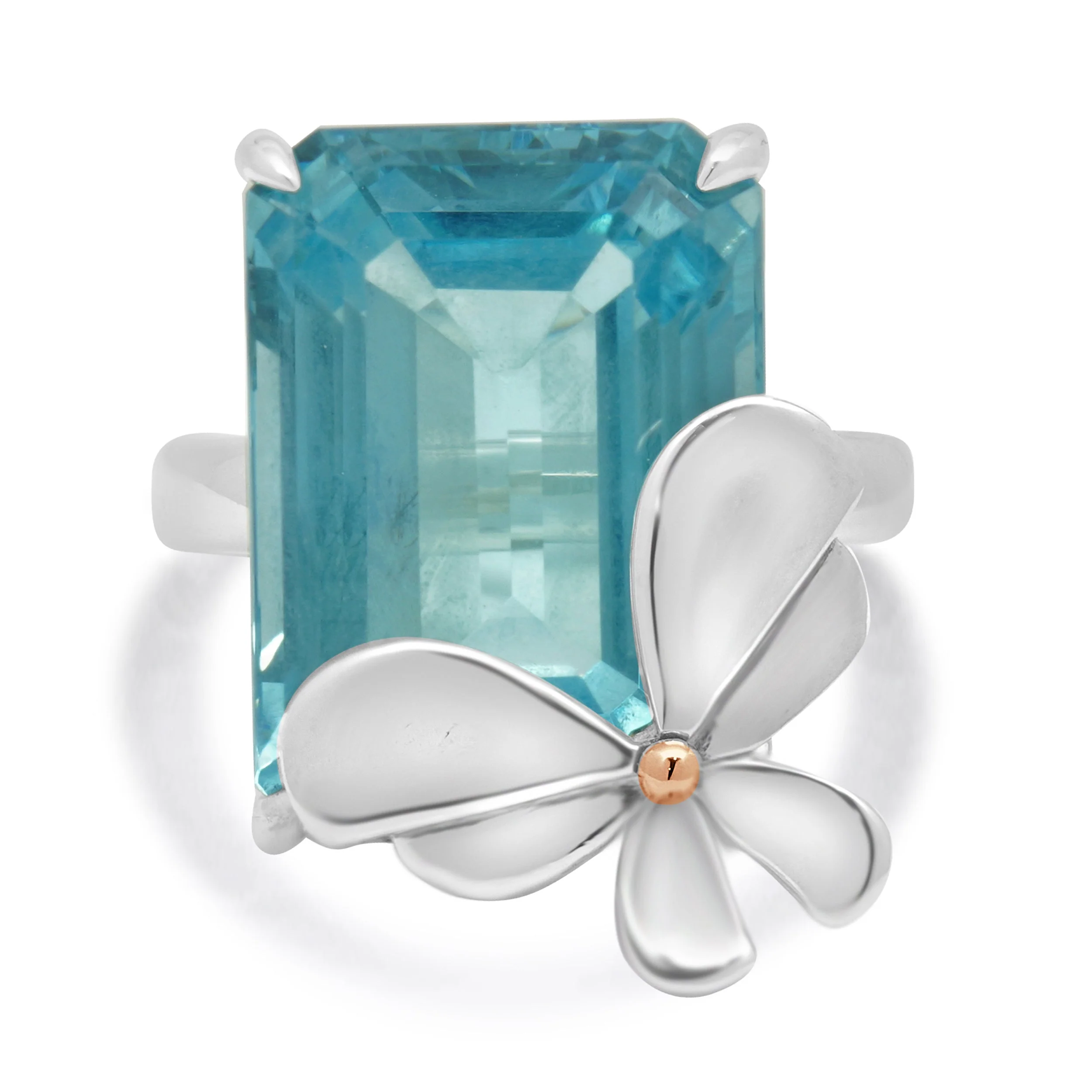 Tiffany & Co. Sterling Silver & 18 Karat White Gold Blue Topaz w/ Butterfly Love Bug Collection