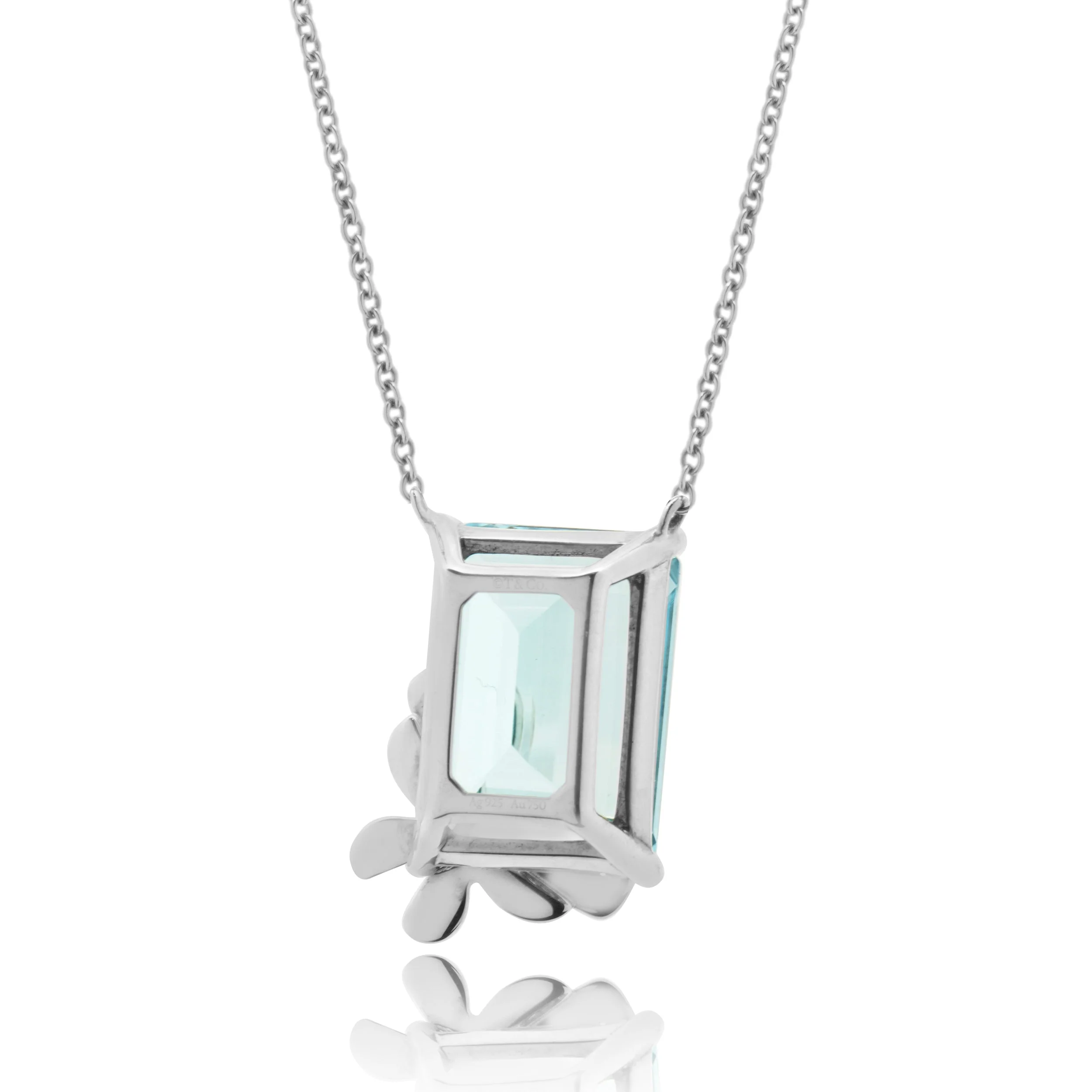 Tiffany & Co. Sterling Silver/18K White Gold Blue Topaz Butterfly Necklace - Image 3