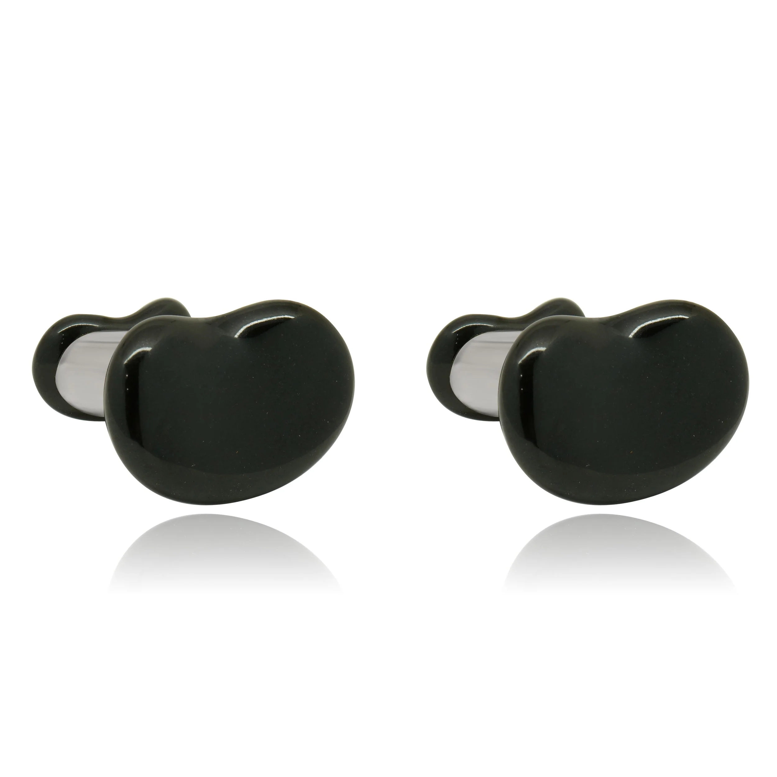 Tiffany & Co. Sterling Silver Elsa Peretti Jade Bean Cufflinks