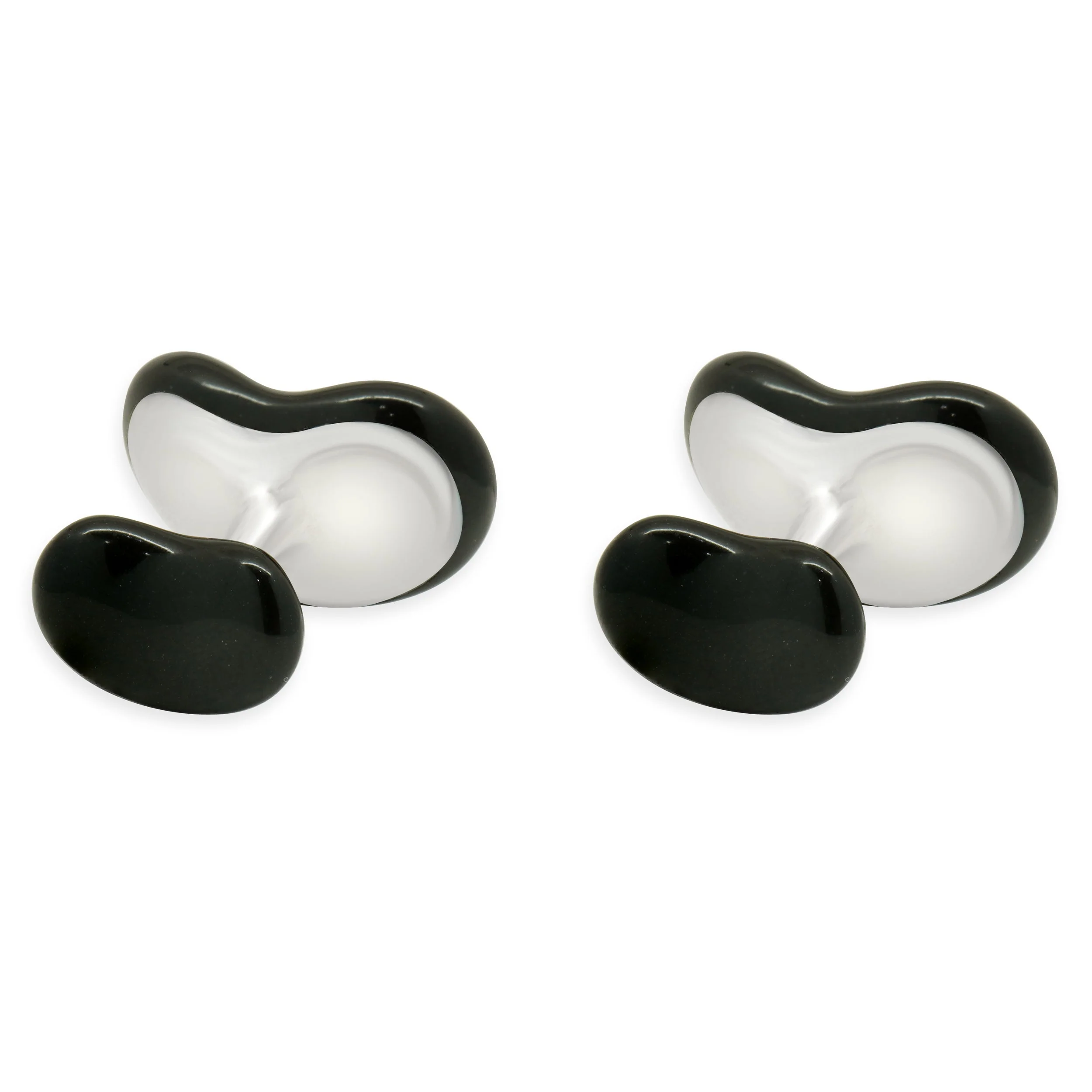 Tiffany & Co. Sterling Silver Elsa Peretti Jade Bean Cufflinks - Image 2