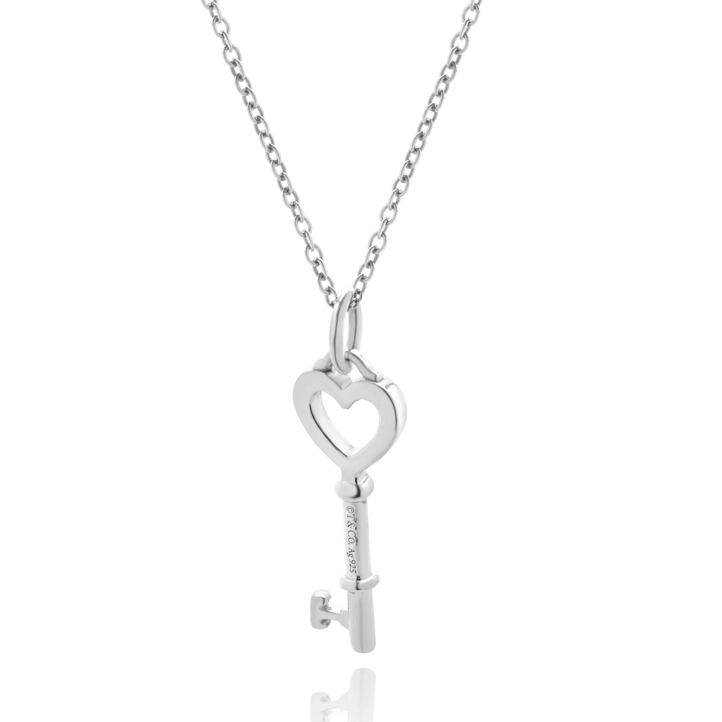 Tiffany & Co. Sterling Silver Open Heart Key Necklace - Image 2