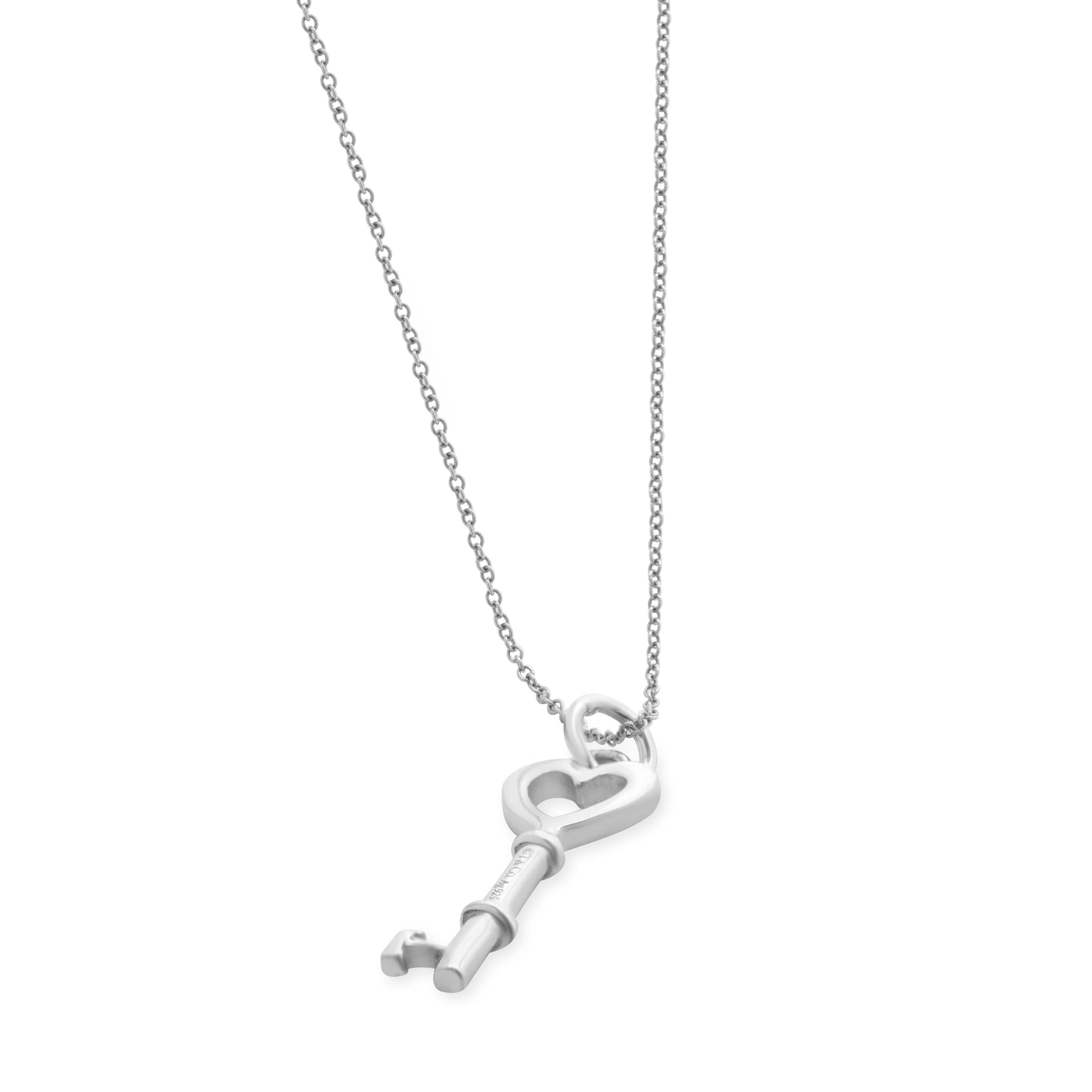 Tiffany & Co. Sterling Silver Open Heart Key Necklace - Image 4