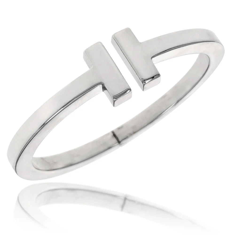 Tiffany & Co. Sterling Silver T Hinged Bangle Bracelet