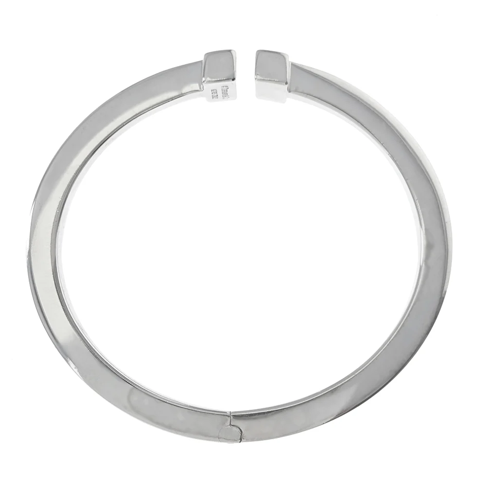 Tiffany & Co. Sterling Silver T Hinged Bangle Bracelet - Image 3
