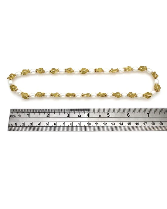 Tiffany Pearl Leaf Necklace in Gold - Image 3