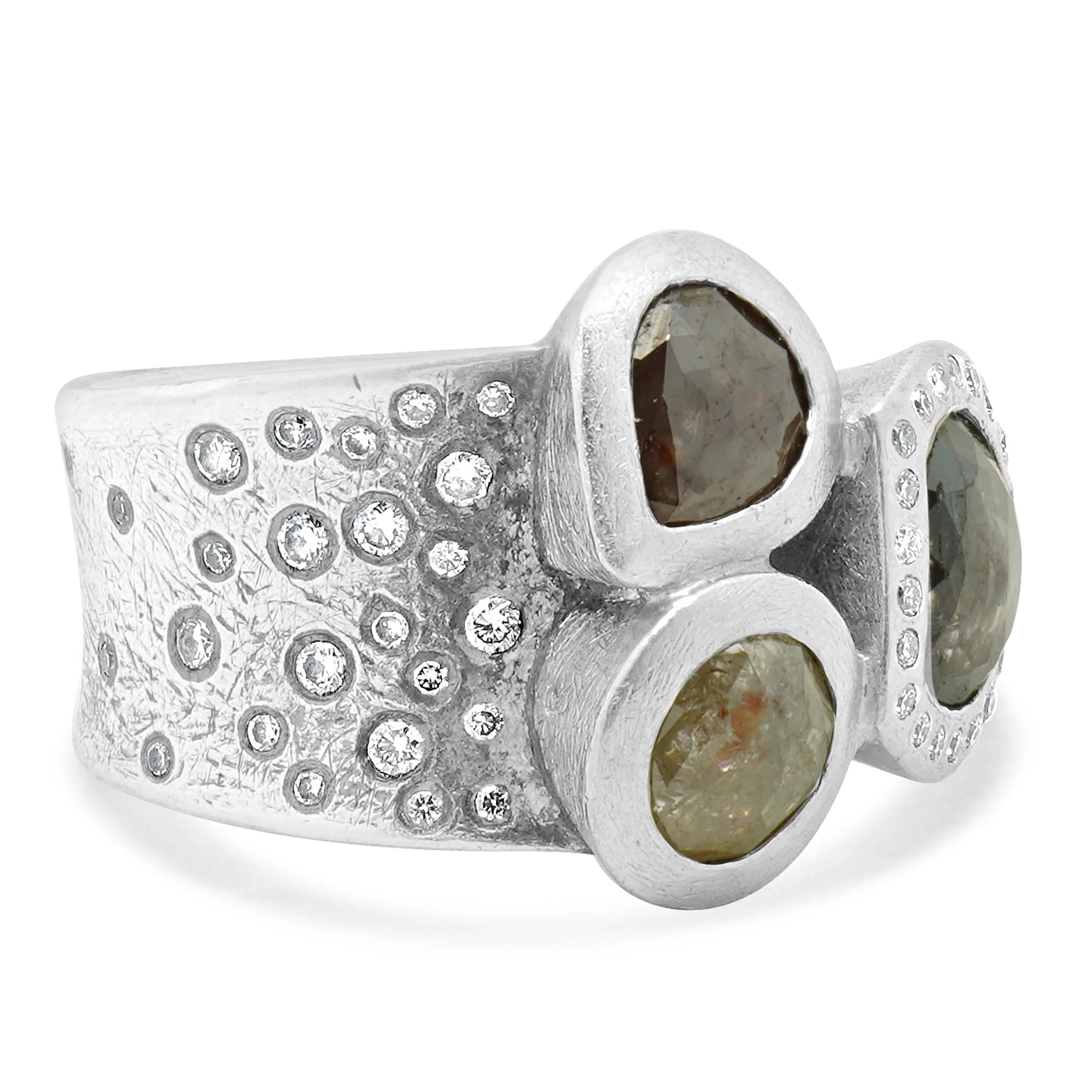 Todd Reed Palladium Fancy Cut Multi Colored Diamond Ring - Image 3