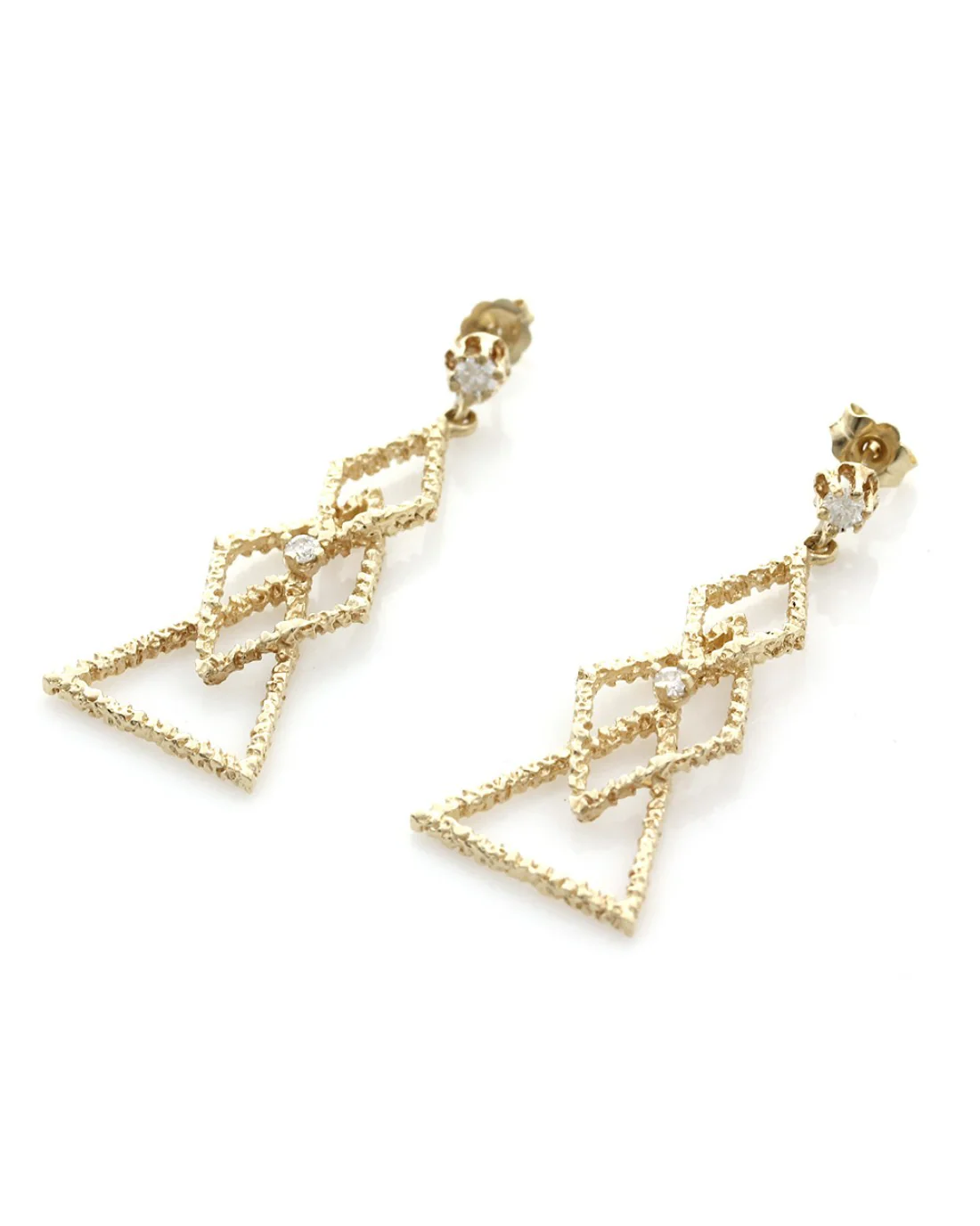 Triangle and Diamond Shape Dangle Earrings - Image 2