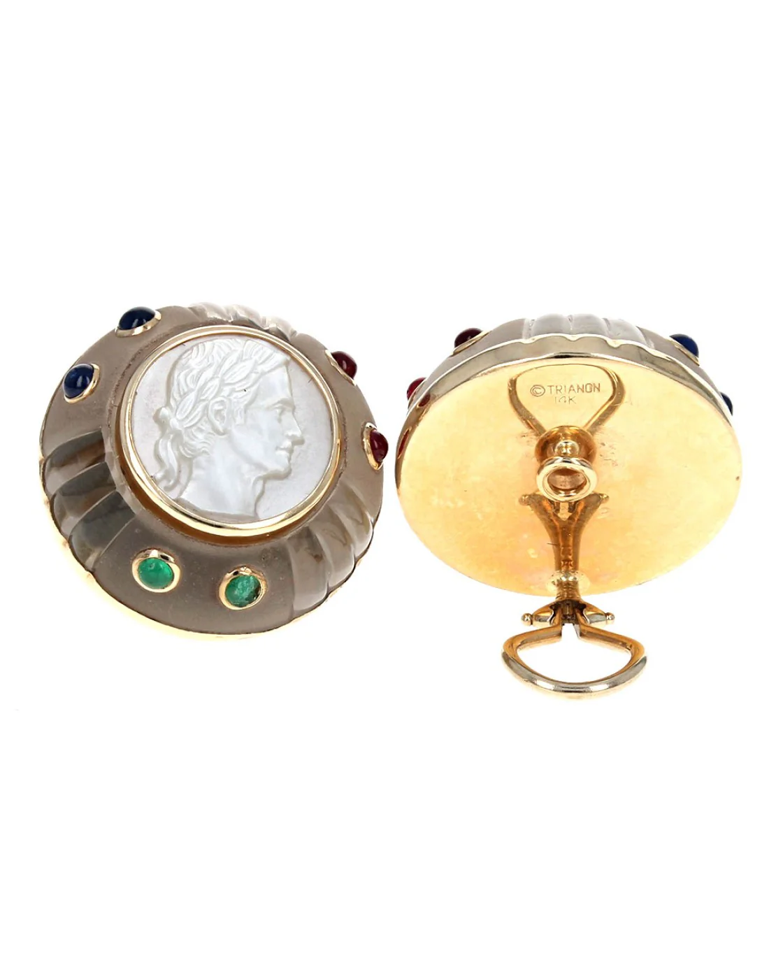 Trianon Intaglio Mother of Pearl Dome Earrings - Image 2