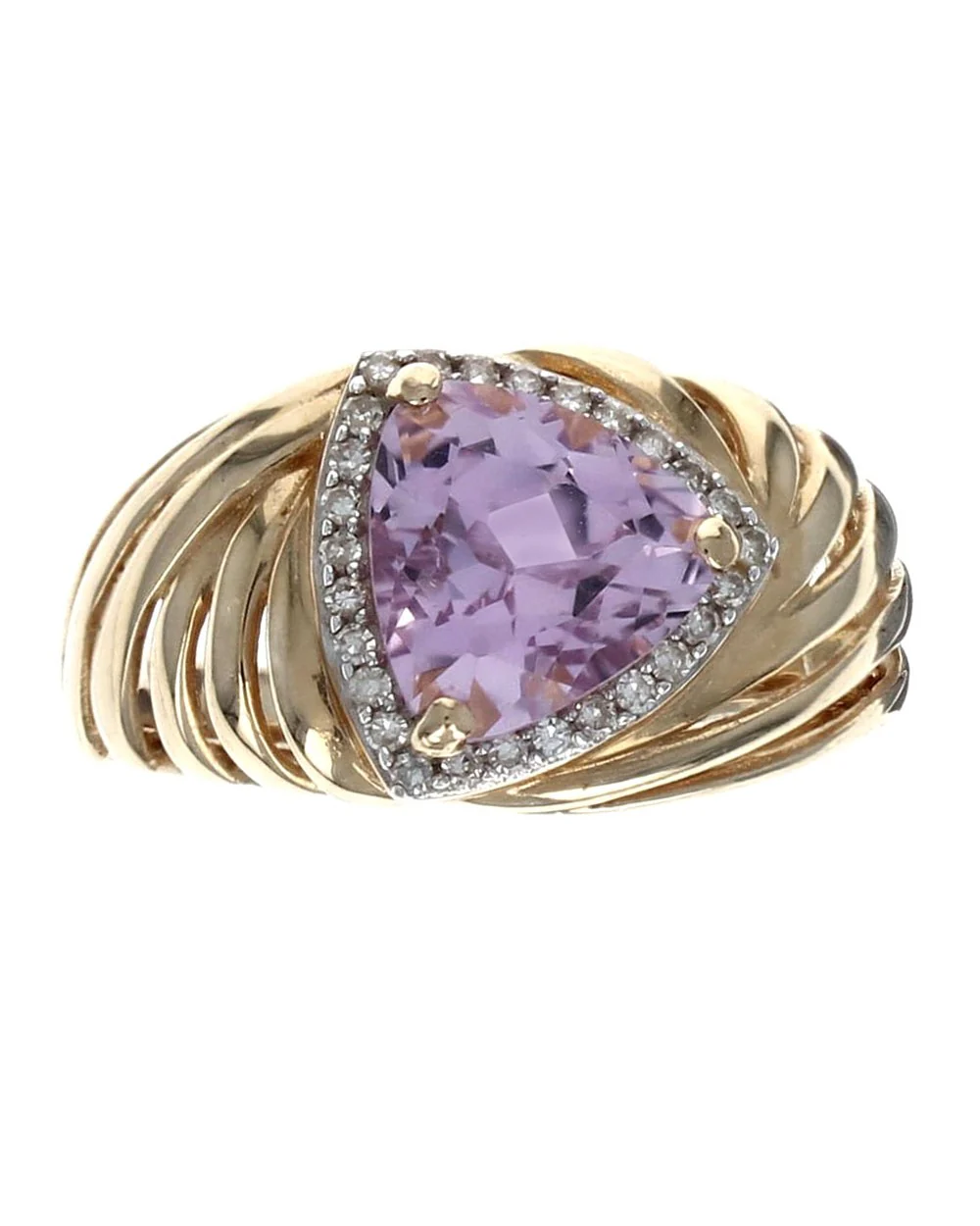 Trilliant Kunzite and Diamond Halo Ring - Image 2