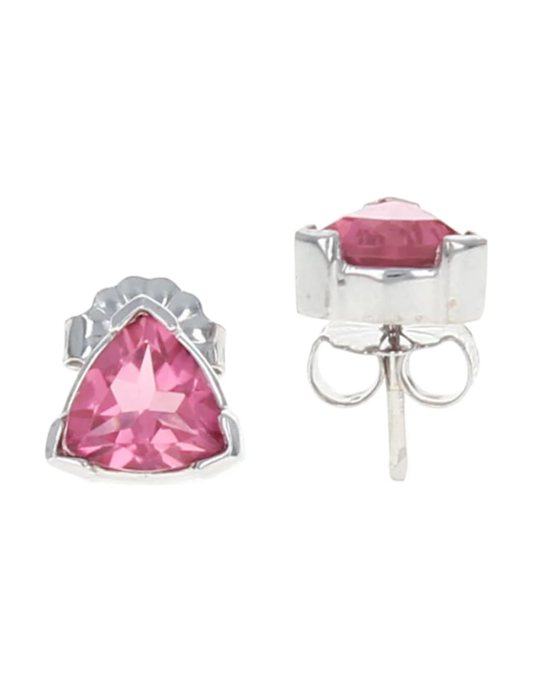 Trilliant Pink Tourmaline Stud Earrings - Image 2