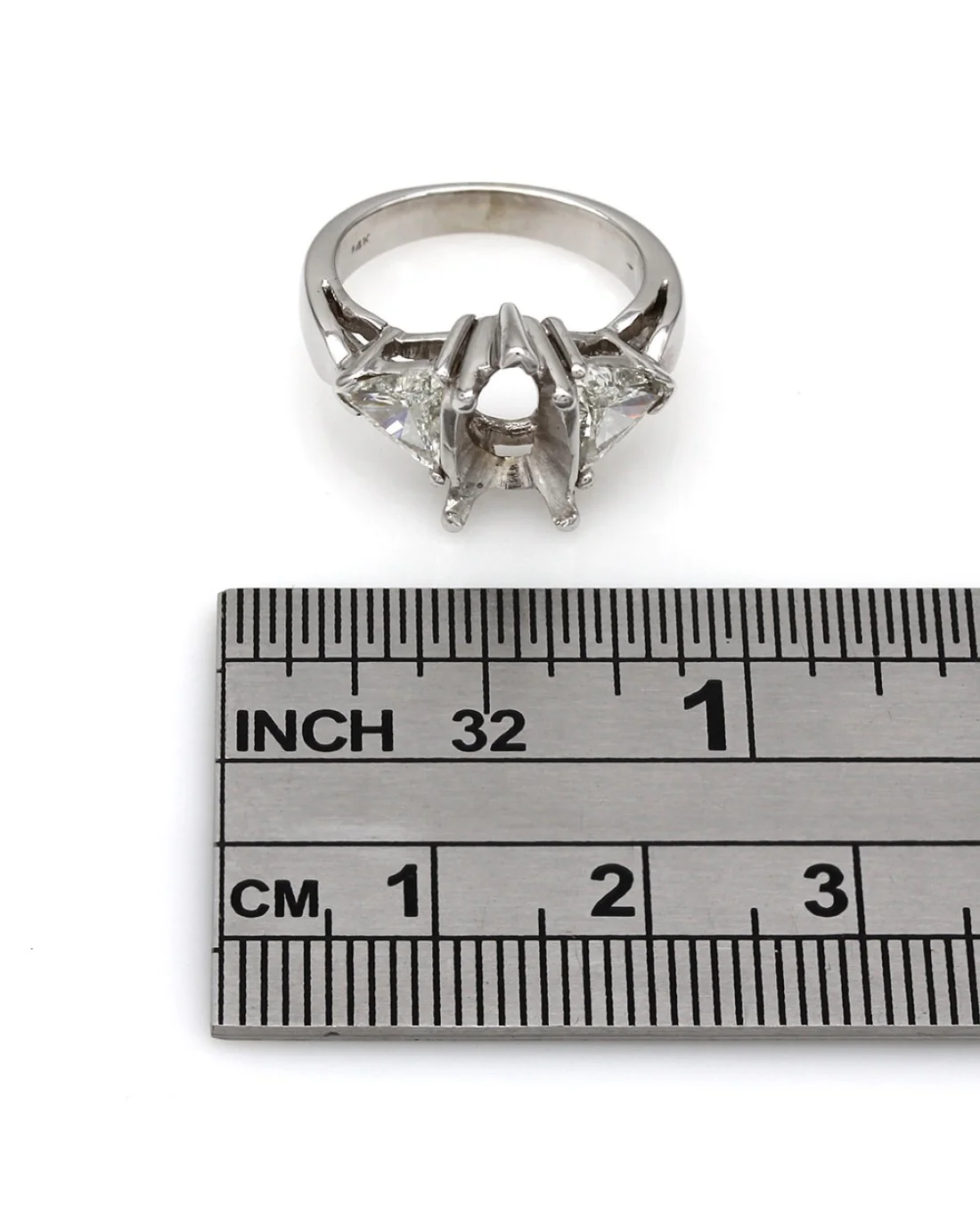 Trillion Diamond Three Stone Mounting in 14kw - Image 4