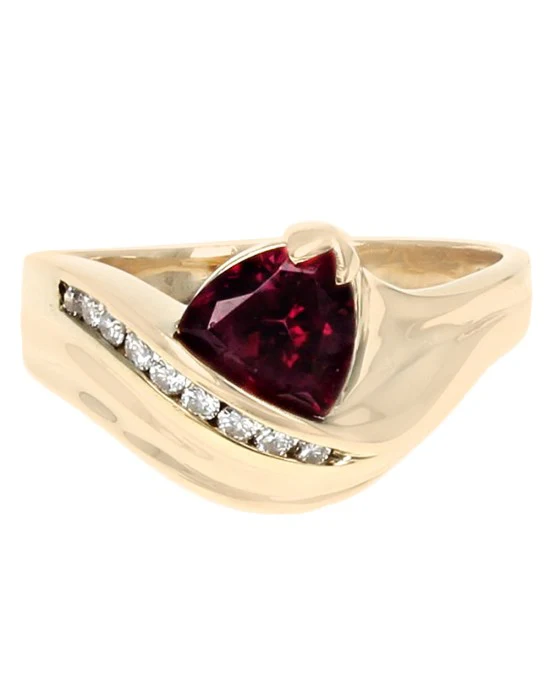 Trillion Garnet and Diamond Ring - Image 2