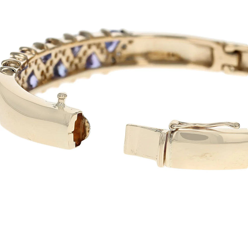 Trillion Tanzanite and Diamond Zig Zag Motif Bangle - Image 2