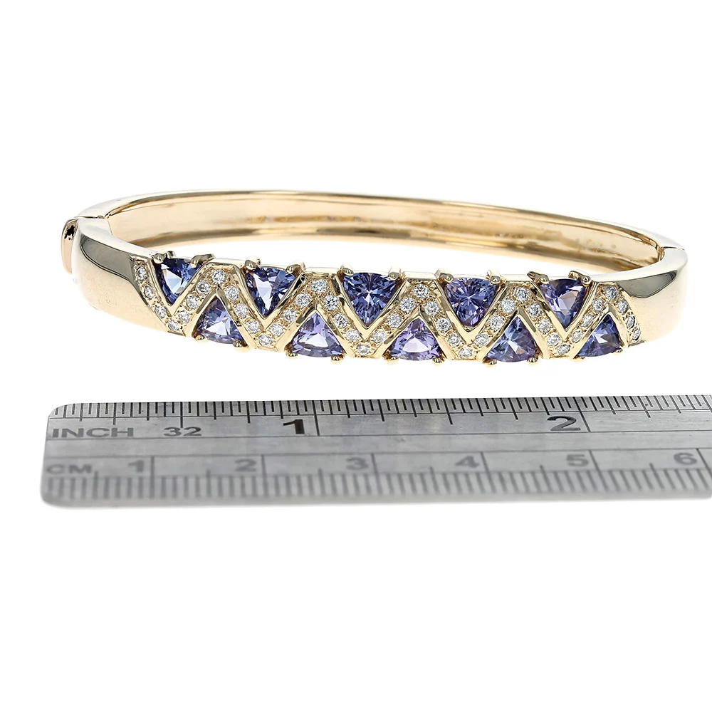 Trillion Tanzanite and Diamond Zig Zag Motif Bangle - Image 3