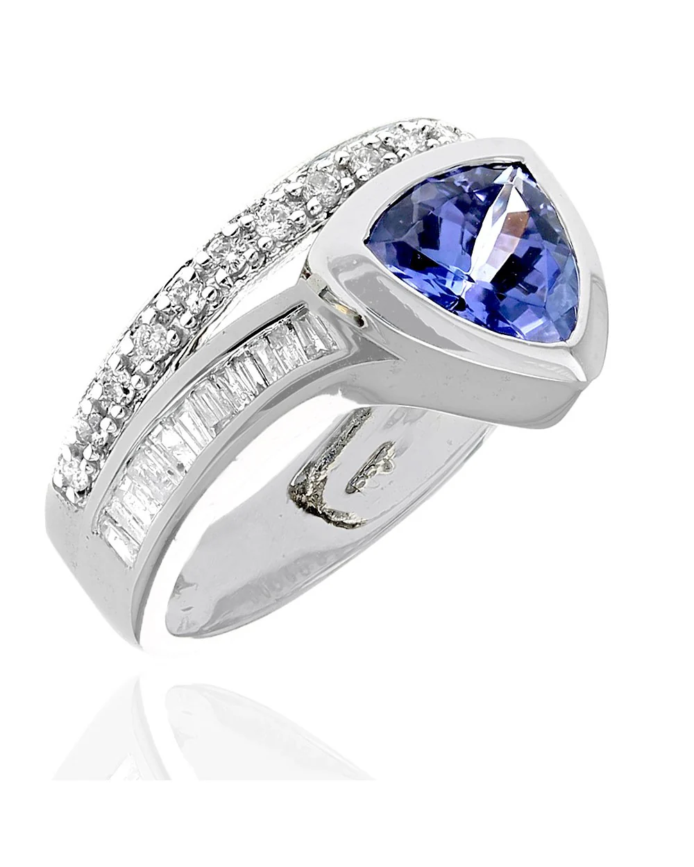 Trillion Tanzanite Diamond Tapered Ring