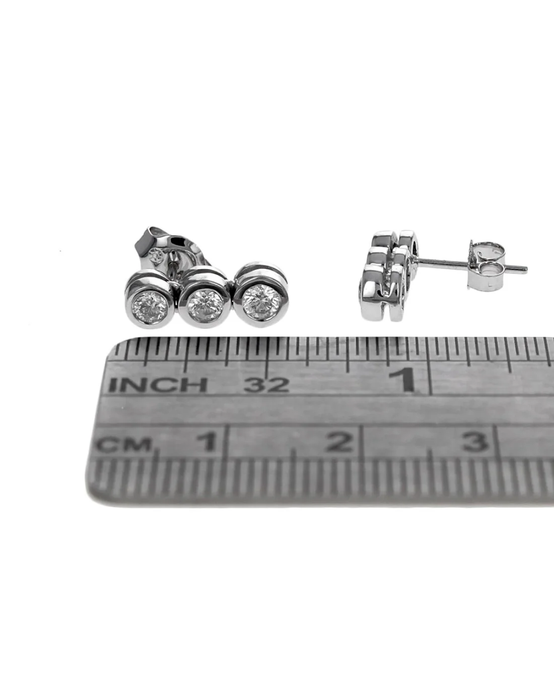 Triple Graduated Diamond Drop Earrings - Image 3