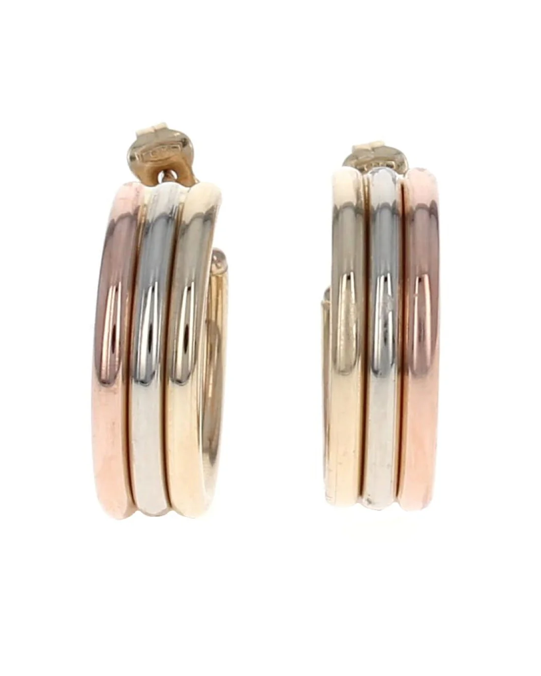Triple Hoop Earrings in Yellow, White, and Rose Gold - Image 2