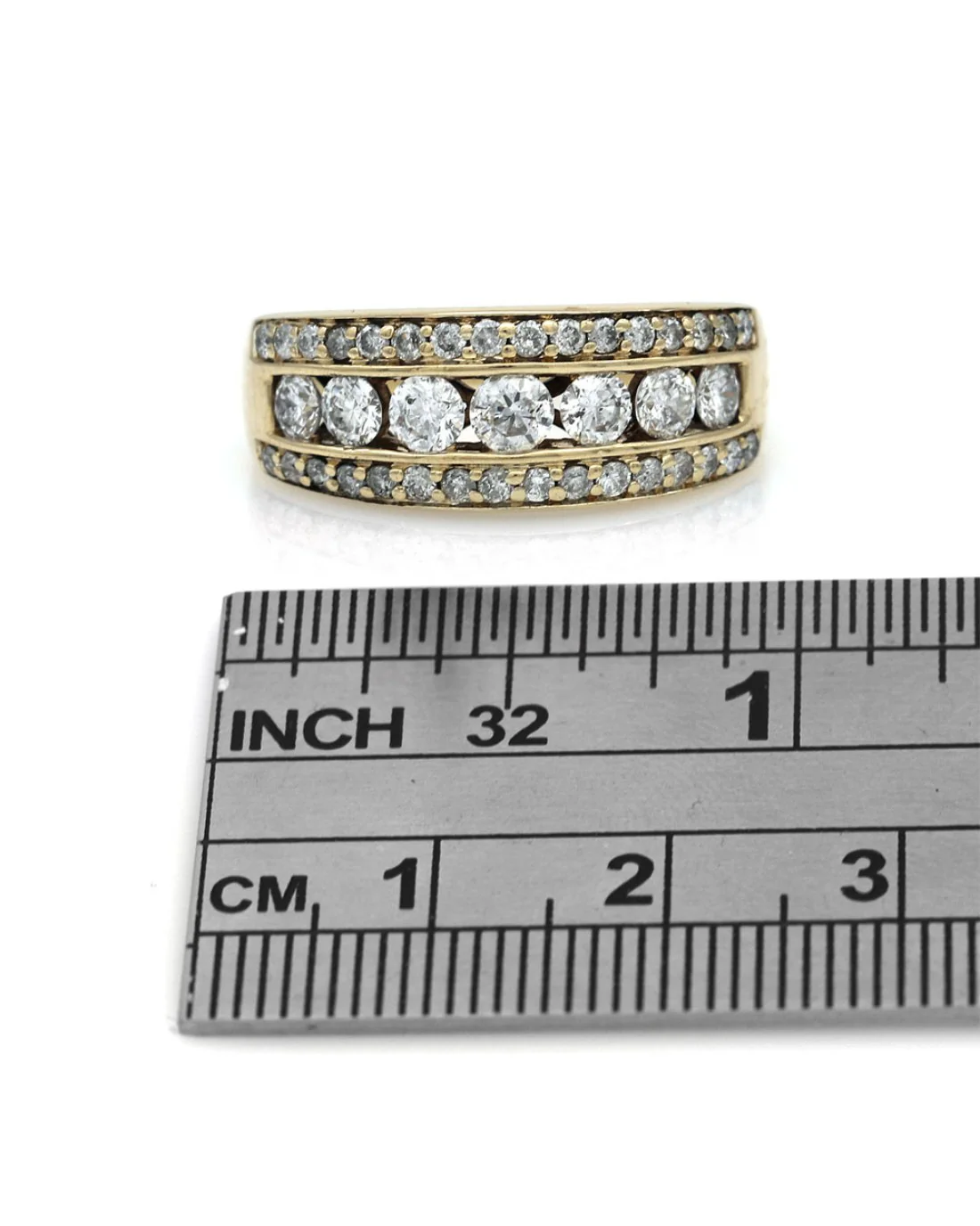 Triple Row Diamond Band in Yellow Gold - Image 3