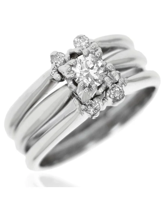 Triple Stacked Diamond Ring in White Gold