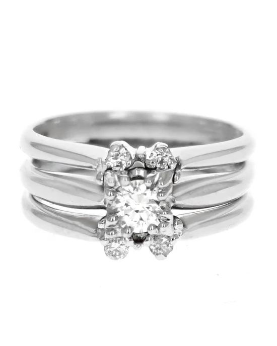 Triple Stacked Diamond Ring in White Gold - Image 2