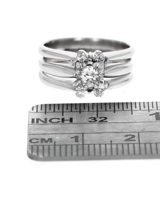 Triple Stacked Diamond Ring in White Gold - Image 3