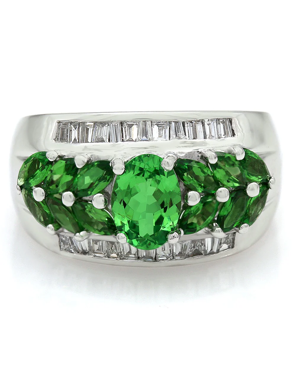 Tsavorite and Diamond Ring in Gold - Image 2
