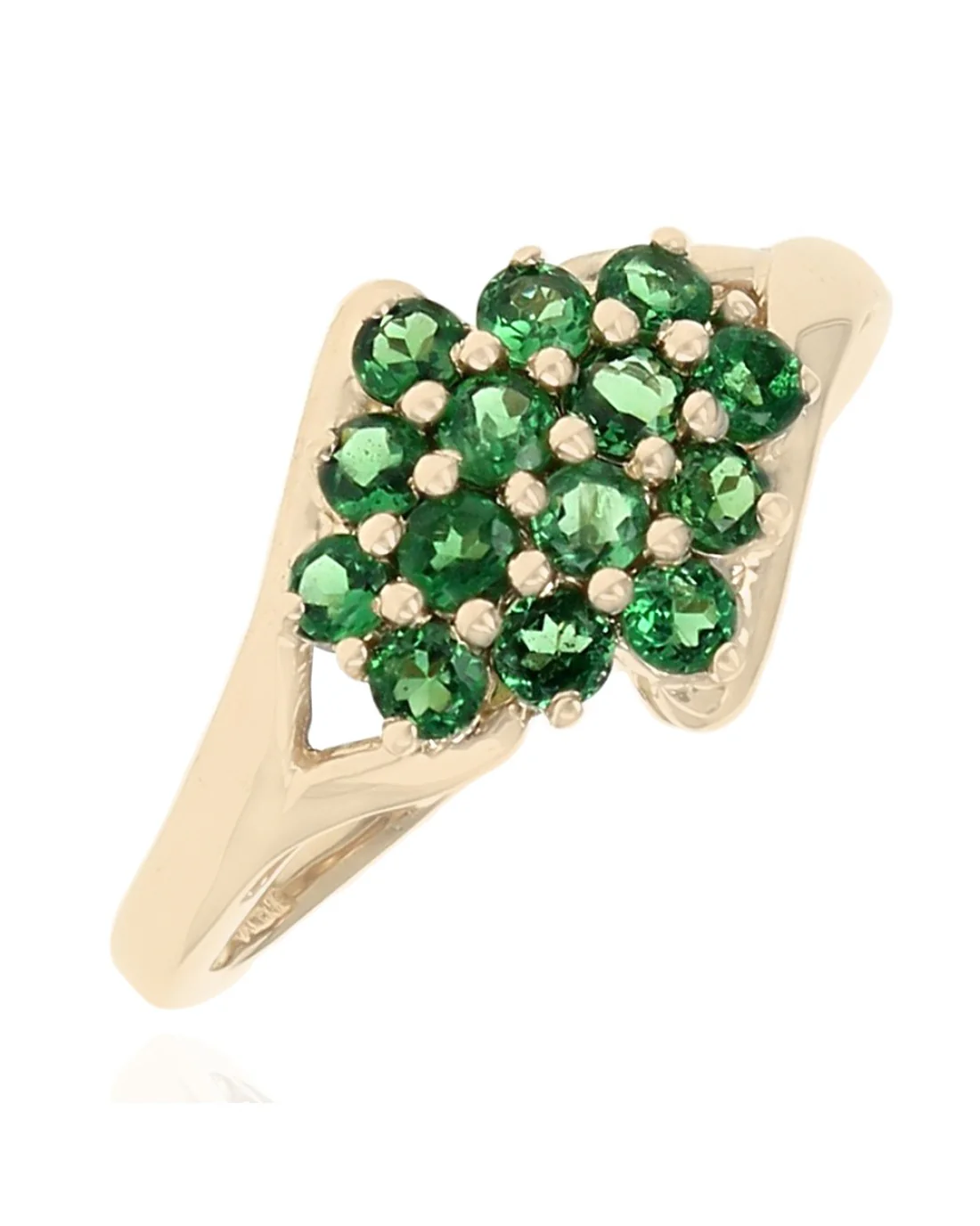 Tsavorite Garnet Cluster Ring in Yellow Gold