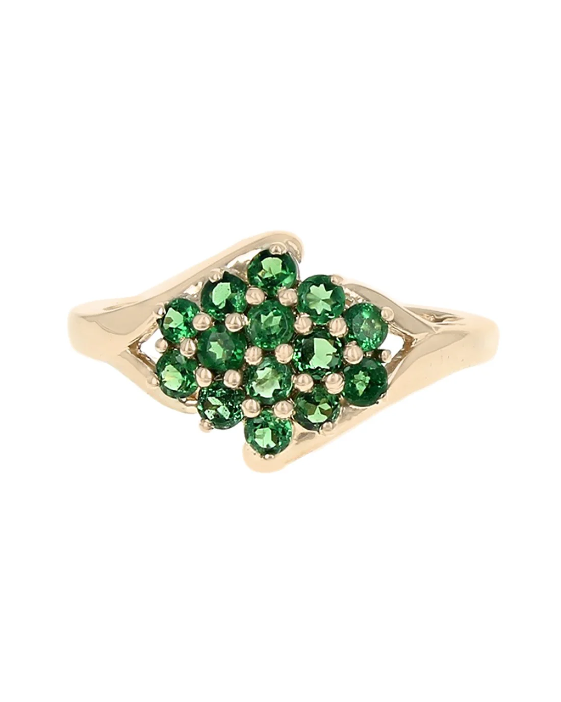 Tsavorite Garnet Cluster Ring in Yellow Gold - Image 2