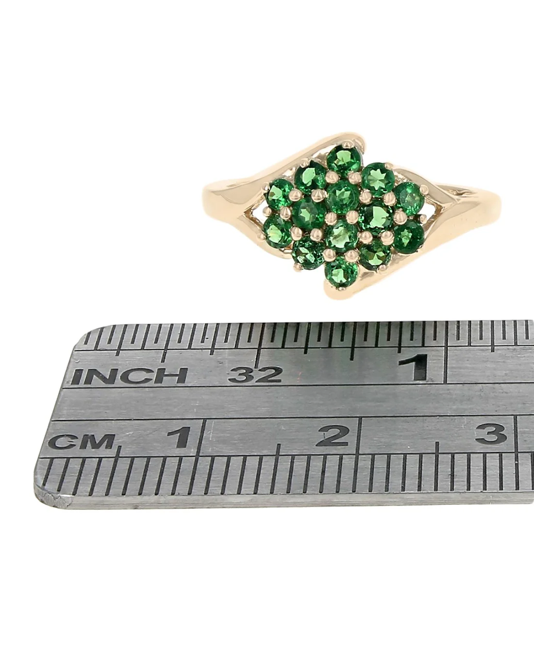 Tsavorite Garnet Cluster Ring in Yellow Gold - Image 3