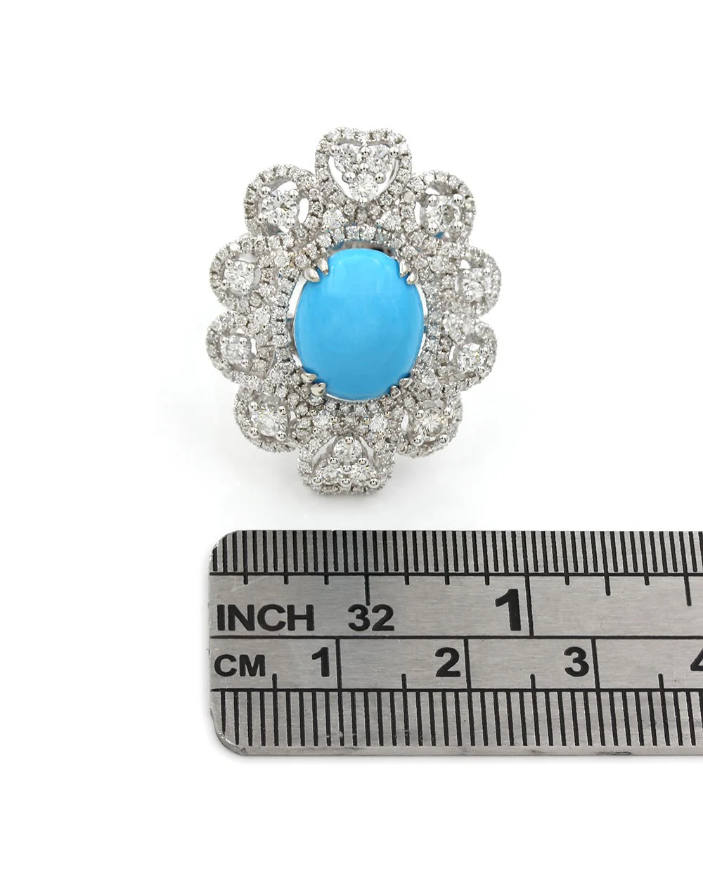 Turquoise and Diamond Ring in Gold - Image 2