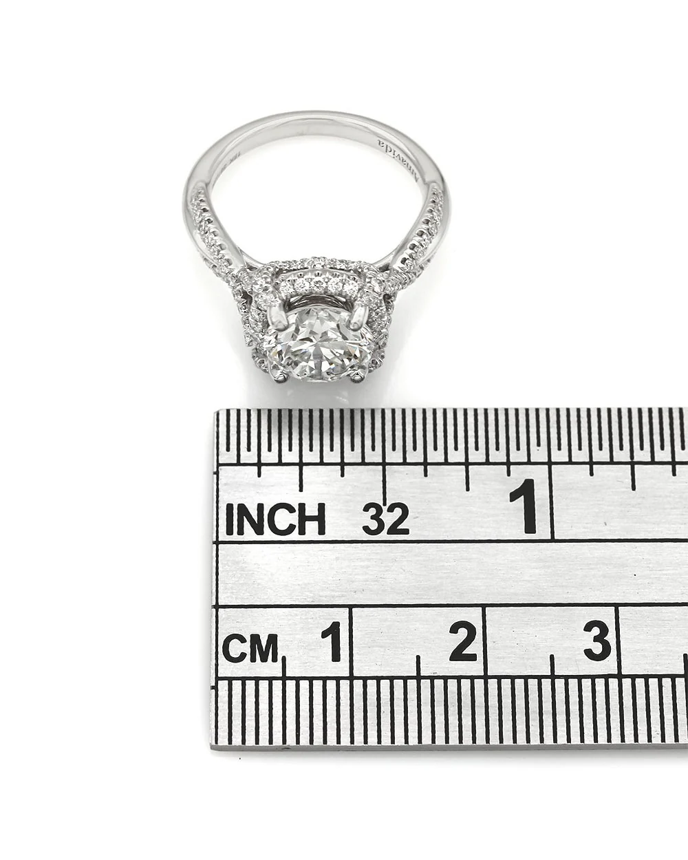 Twist Band Diamond Halo Engagement Ring with 2.30ct Center in 18kw - Image 3