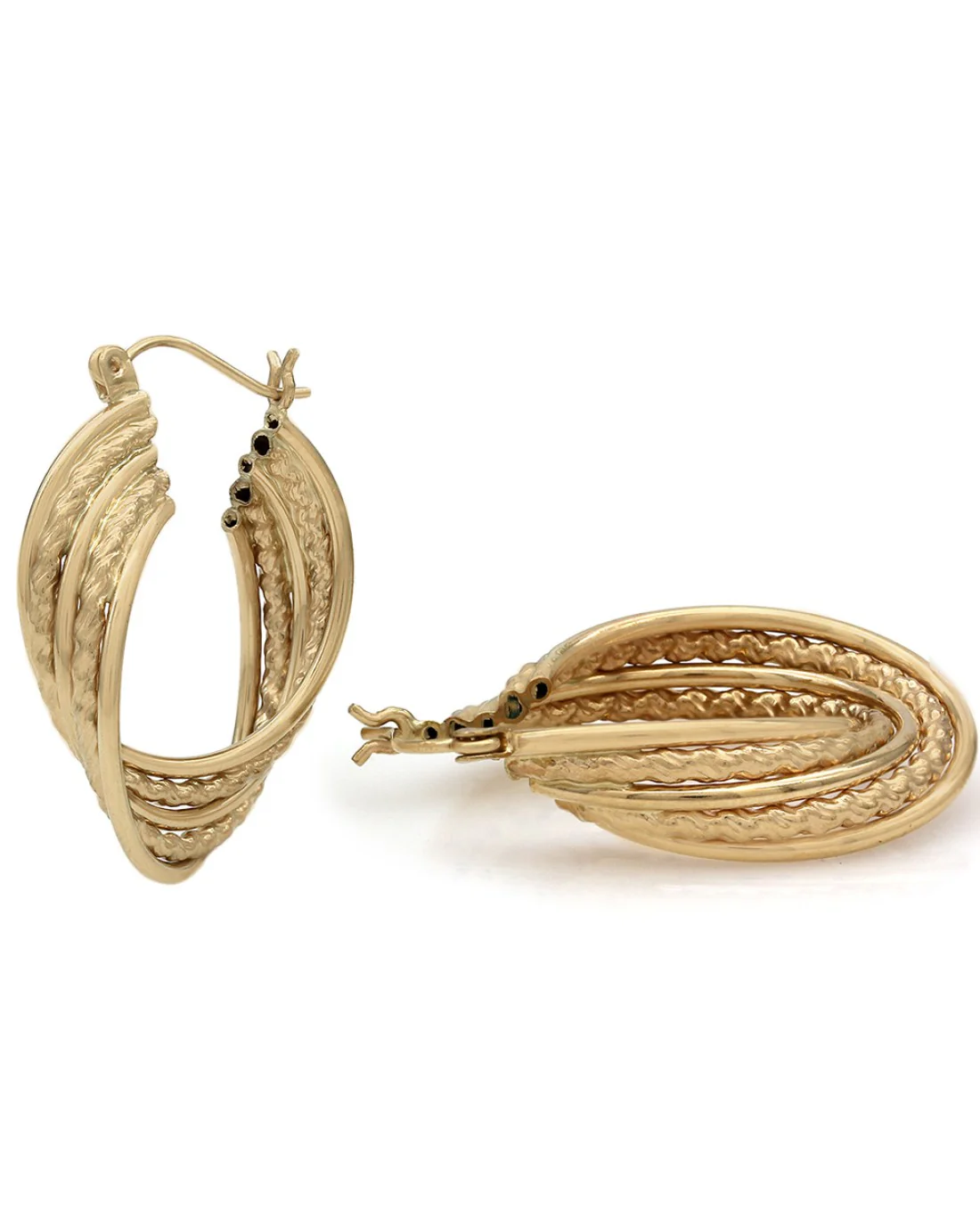 Twisted Rope Motif Earrings in Yellow Gold - Image 2