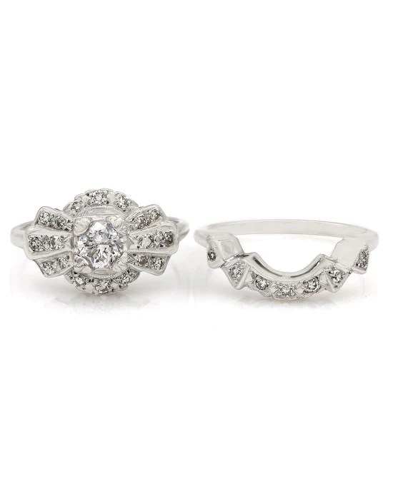 Two Piece Diamond Solitaire Engagement Ring with Band in 14K - Image 2