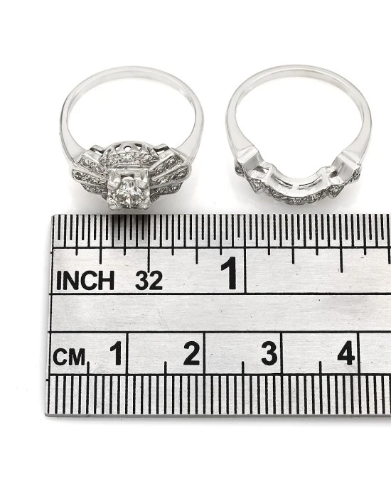 Two Piece Diamond Solitaire Engagement Ring with Band in 14K - Image 3