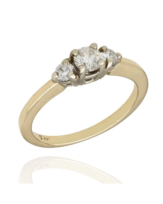 Two Tone 3 Stone Diamond Ring