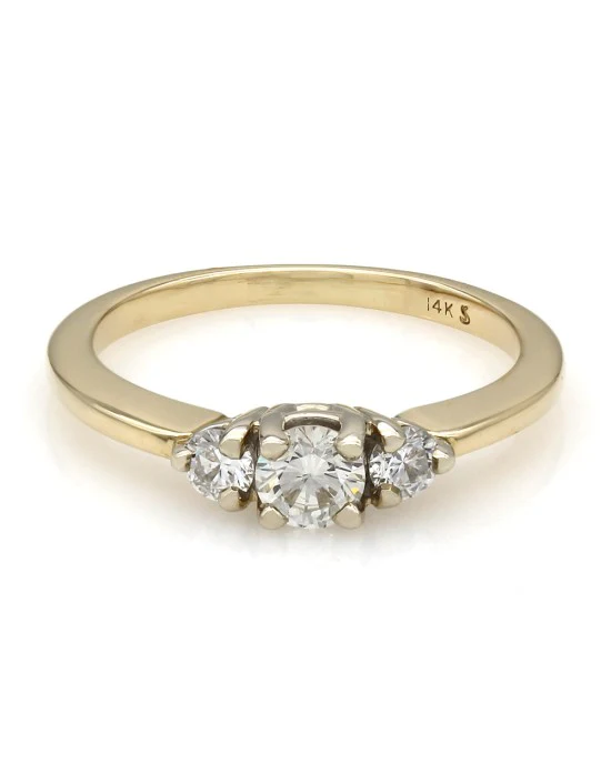 Two Tone 3 Stone Diamond Ring - Image 2