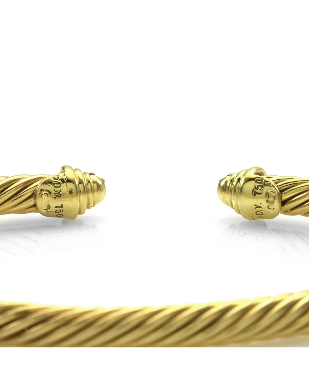 Two Tone Diamond Fluted Bracelet in 14K Yellow & White Gold - Image 2