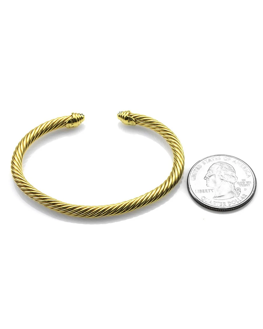 Two Tone Diamond Fluted Bracelet in 14K Yellow & White Gold - Image 3