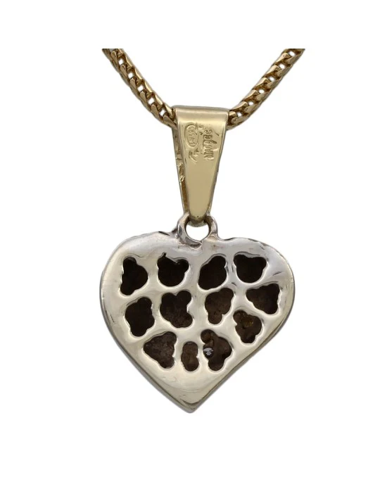 Two Tone Diamond Heart on Wheat Chain Necklace - Image 2