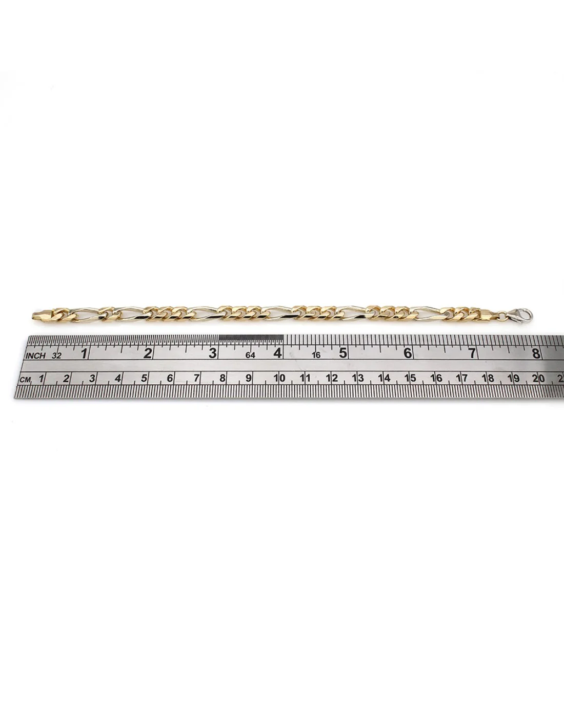Two Tone Figaro Link Chain Bracelet - Image 3