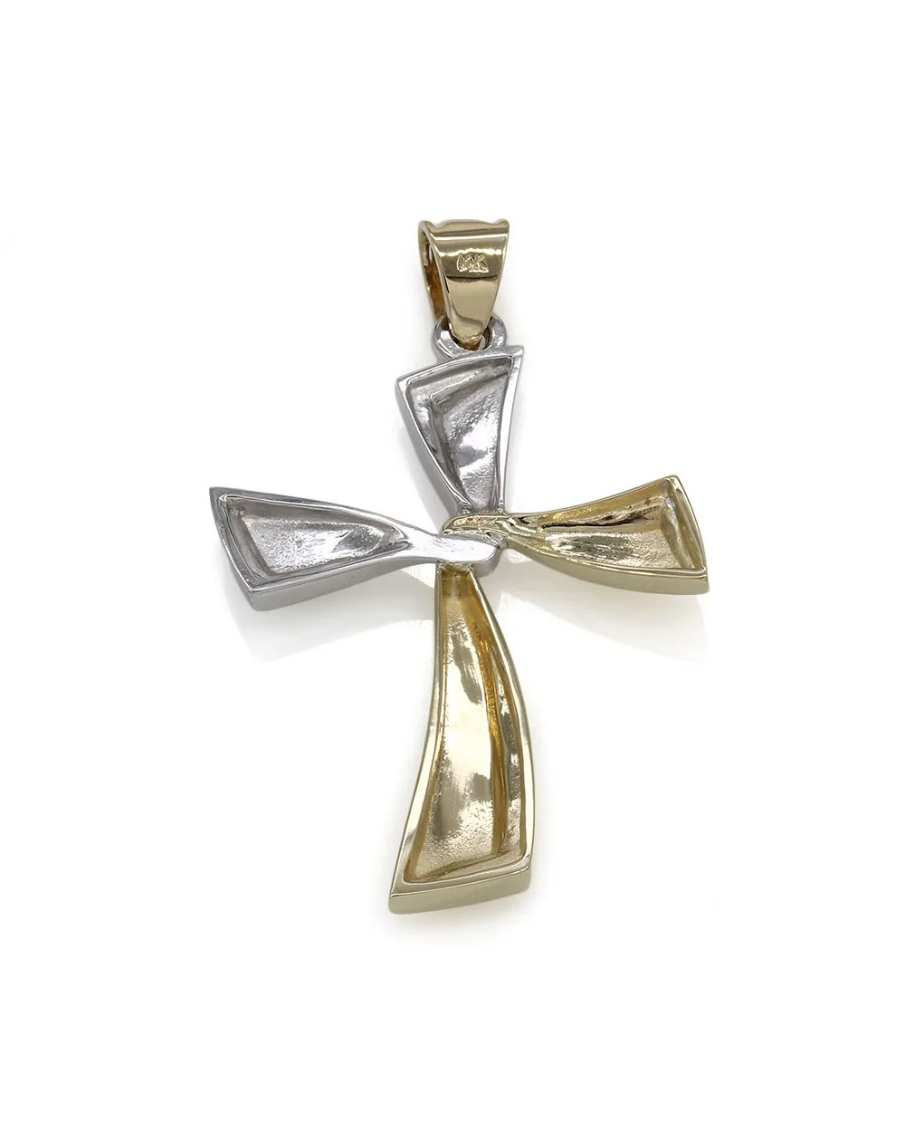 Two Tone Gold Cross Pendant - Image 2