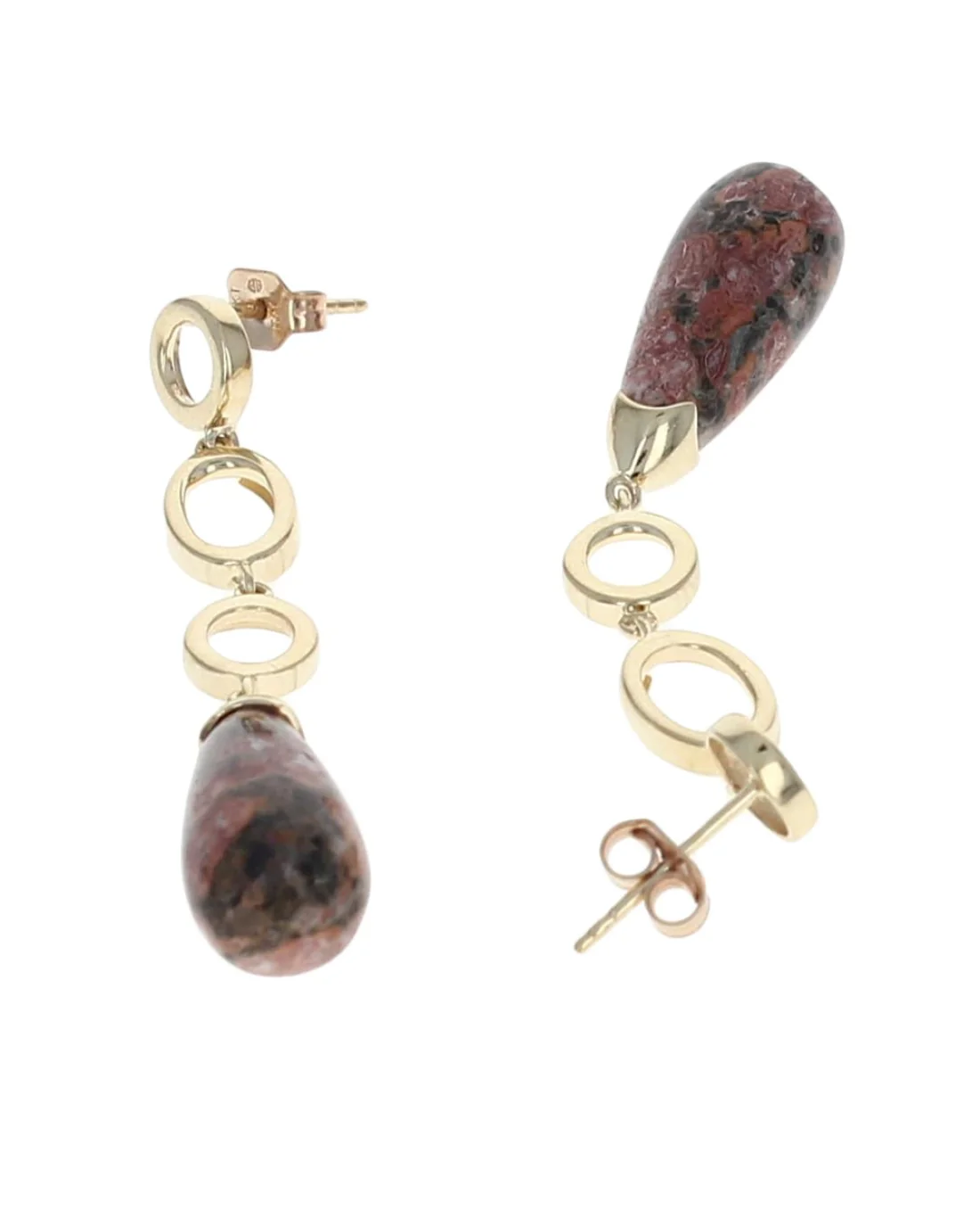 Unakite Circle and Oval Link Dangle Earrings - Image 2