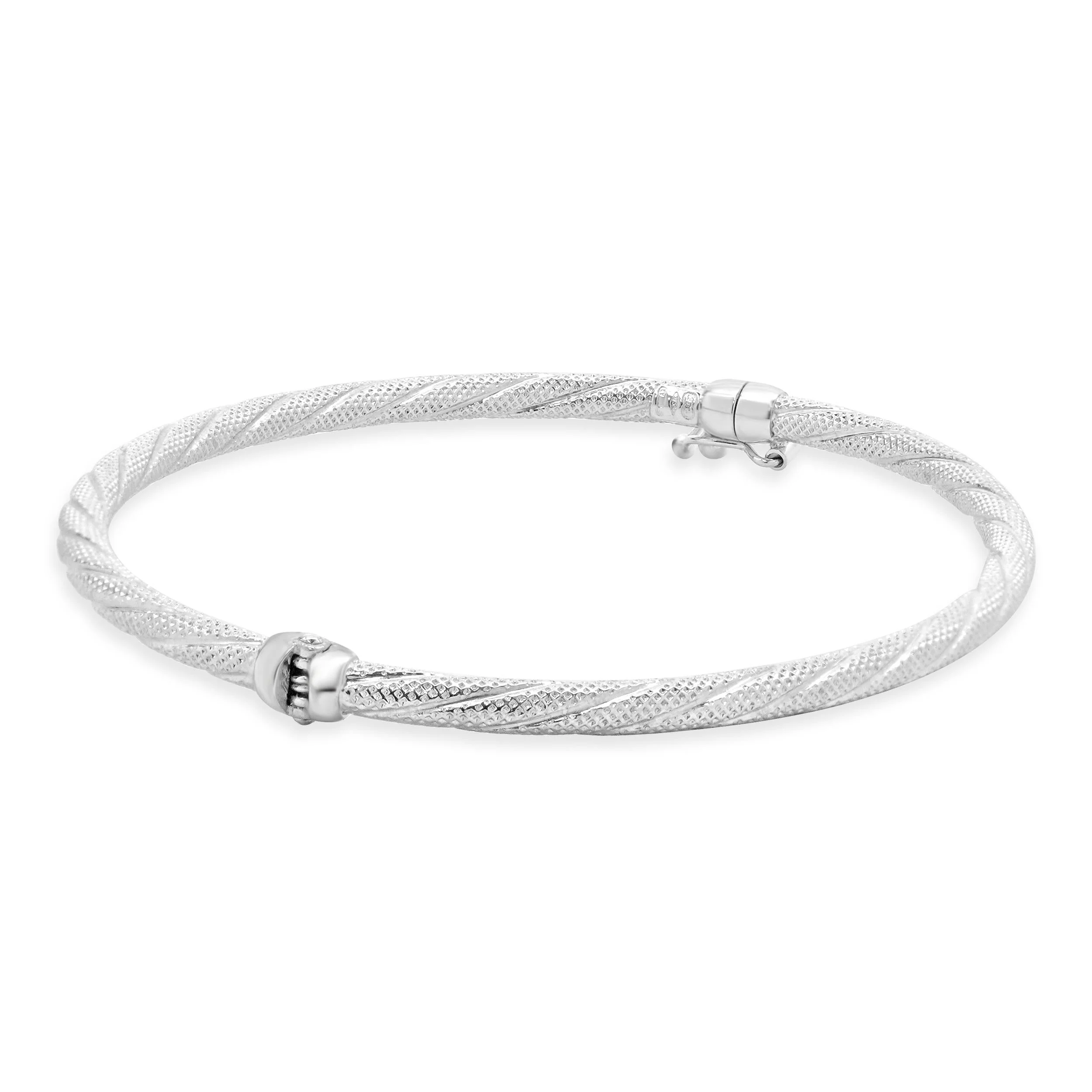 Unoaerre 18 Karat White Gold Textured Twisted Bangle Bracelet - Image 4