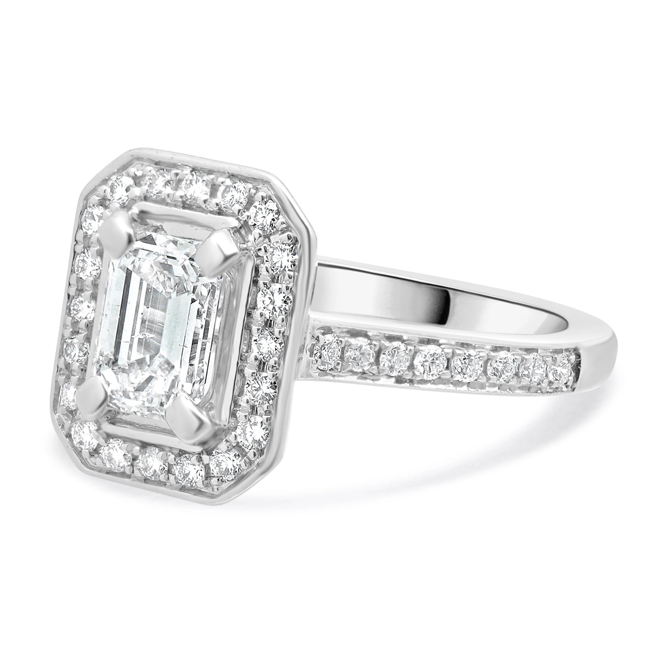 Valina 14 Karat White Gold Emerald Cut Engagement Ring - Image 2