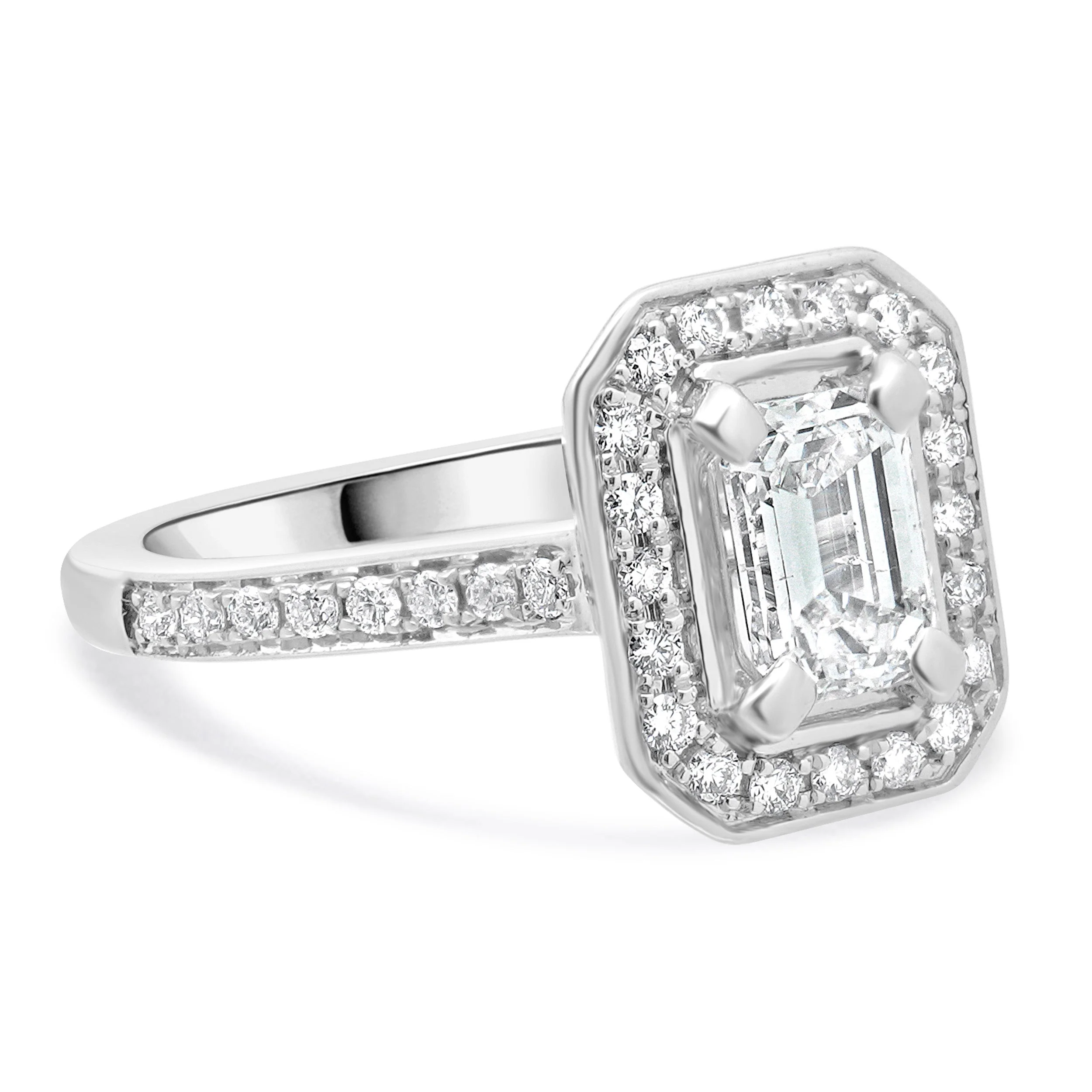 Valina 14 Karat White Gold Emerald Cut Engagement Ring - Image 4
